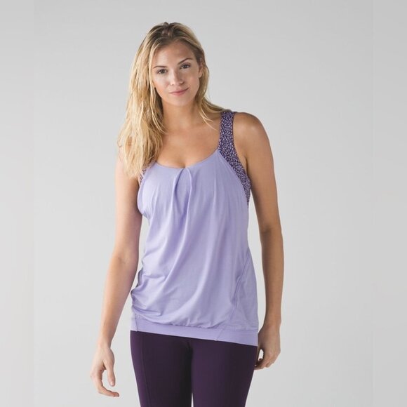 Lululemon Nouveau Limits Tank Top Lilac Miss Mosaic  Lilac Deep Zinfandel Size 4 - Picture 3 of 16